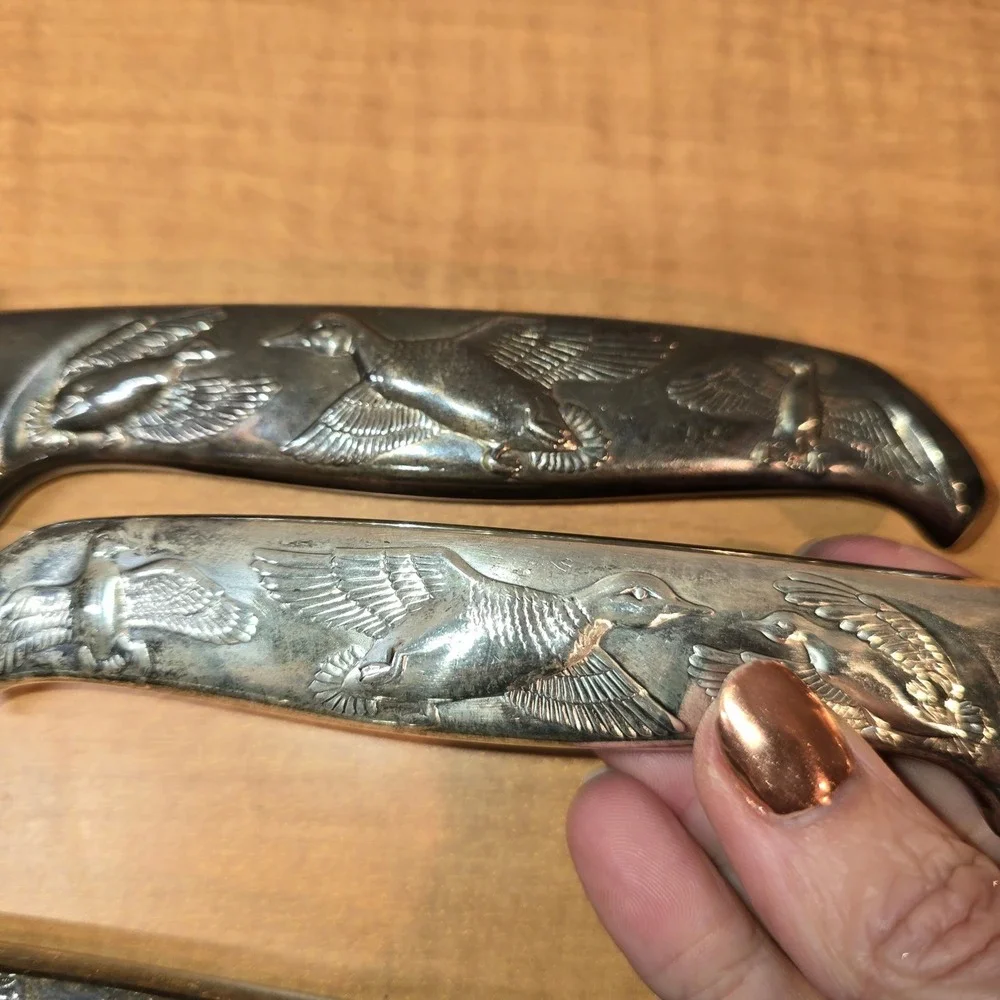 Brown & Bigelow B&B Carving Serving Fork‎ Silver Plated Duck Handle Vintage